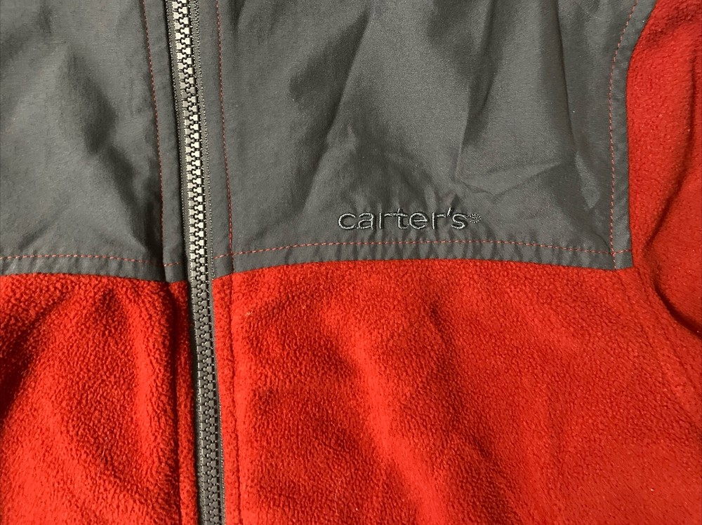 Carter's Boys Reversible Fleece Microfiber Coat Jacket, Size: 7, Red / Gray