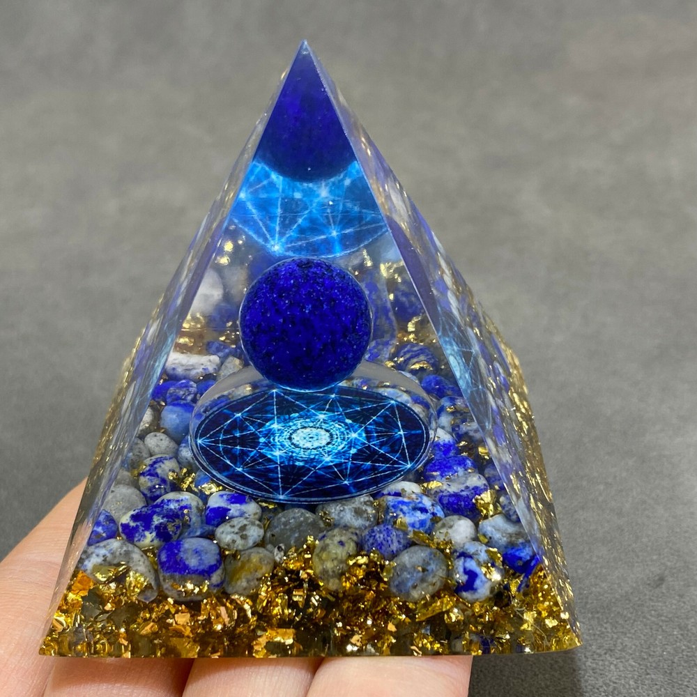 lapis lazuli Crystal Sphere Orgonite Pyramid Chakra Energy Orgone Stone 1PC