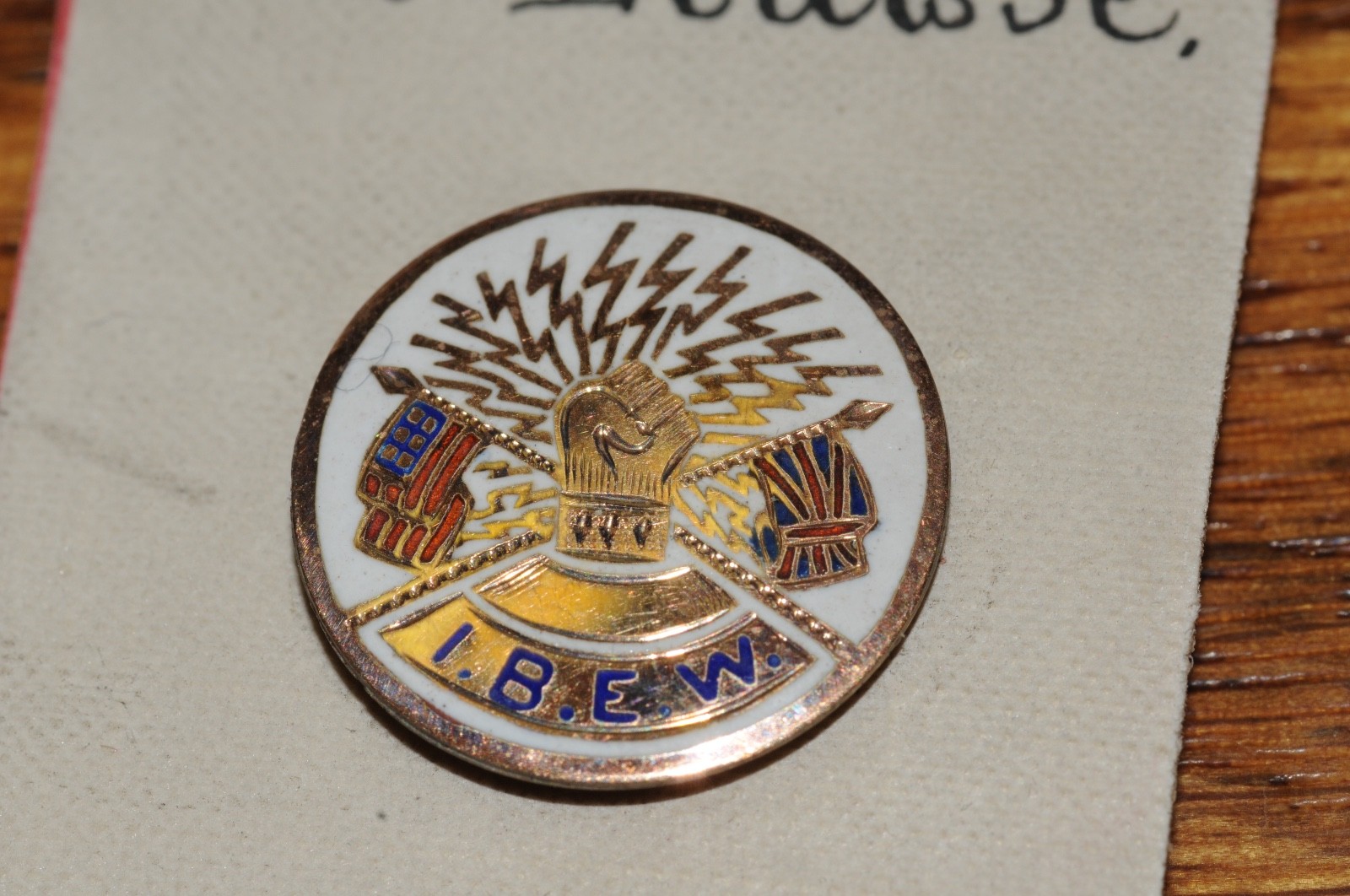 I.B.E.W. Fraternal Organization Lapel Pin Gold Filled 1900 Historical NOS