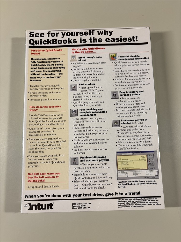 1995 QUICKBOOKS Trail Version For Windows V3.1 NEW Sealed in Box