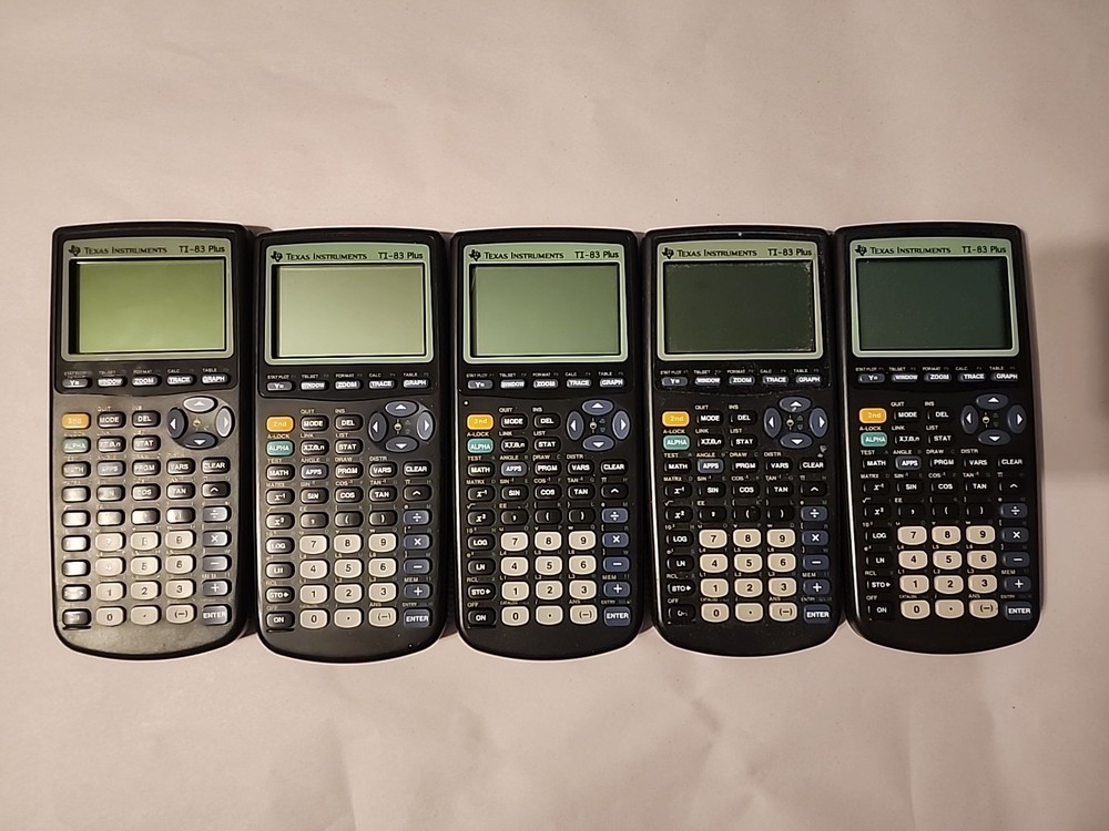 5 - Broken Texas Instruments TI-83 Plus Graphing Calculators - No Covers