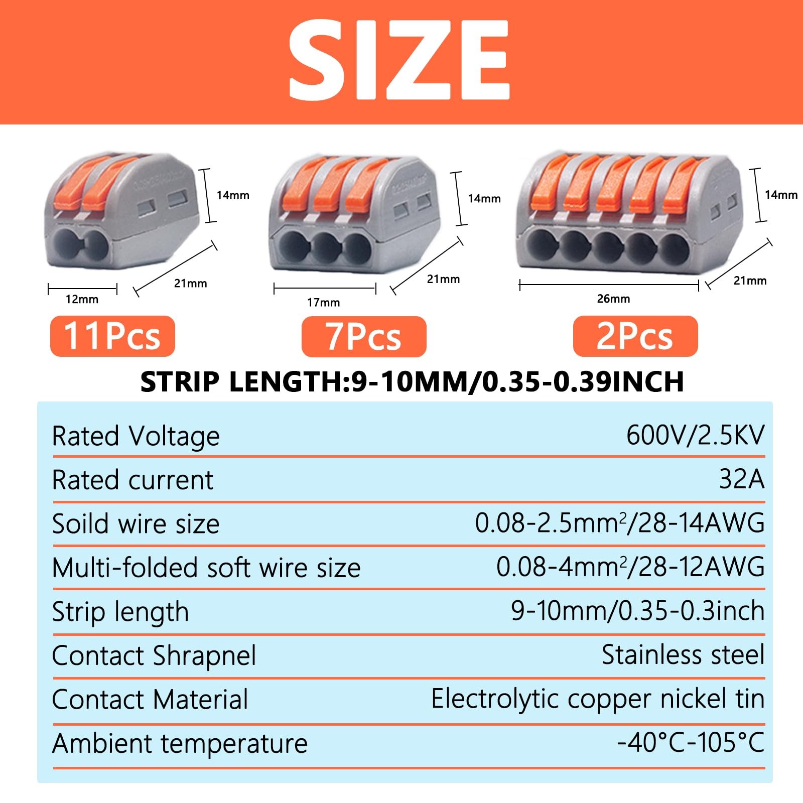 20 PCS Lever Wire Electrical Connectors Nuts Assortment Kit with 28-12 AWG, M...