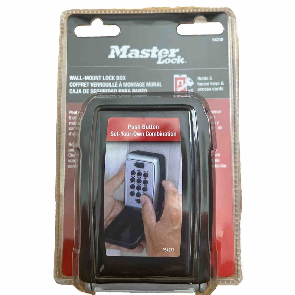 Master Lock Black Wall Mount Key Lock Box with Push Button Code Entry  5423D