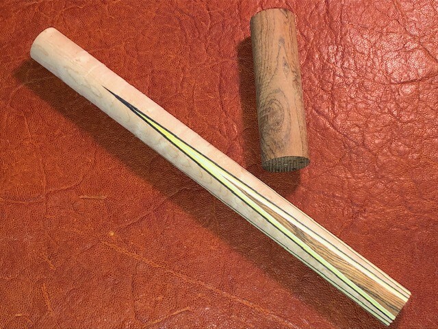 TNT 4 Point Prong Pool Cue Front. Bocote into Maple.