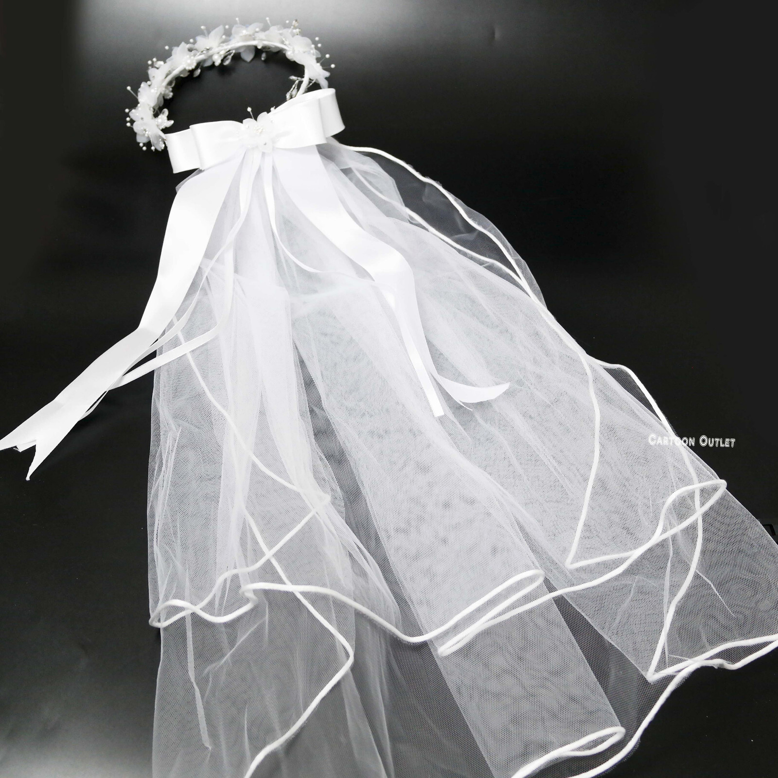 First Holy Communion Veil Girls White Flowers Head Band Primera Comunion