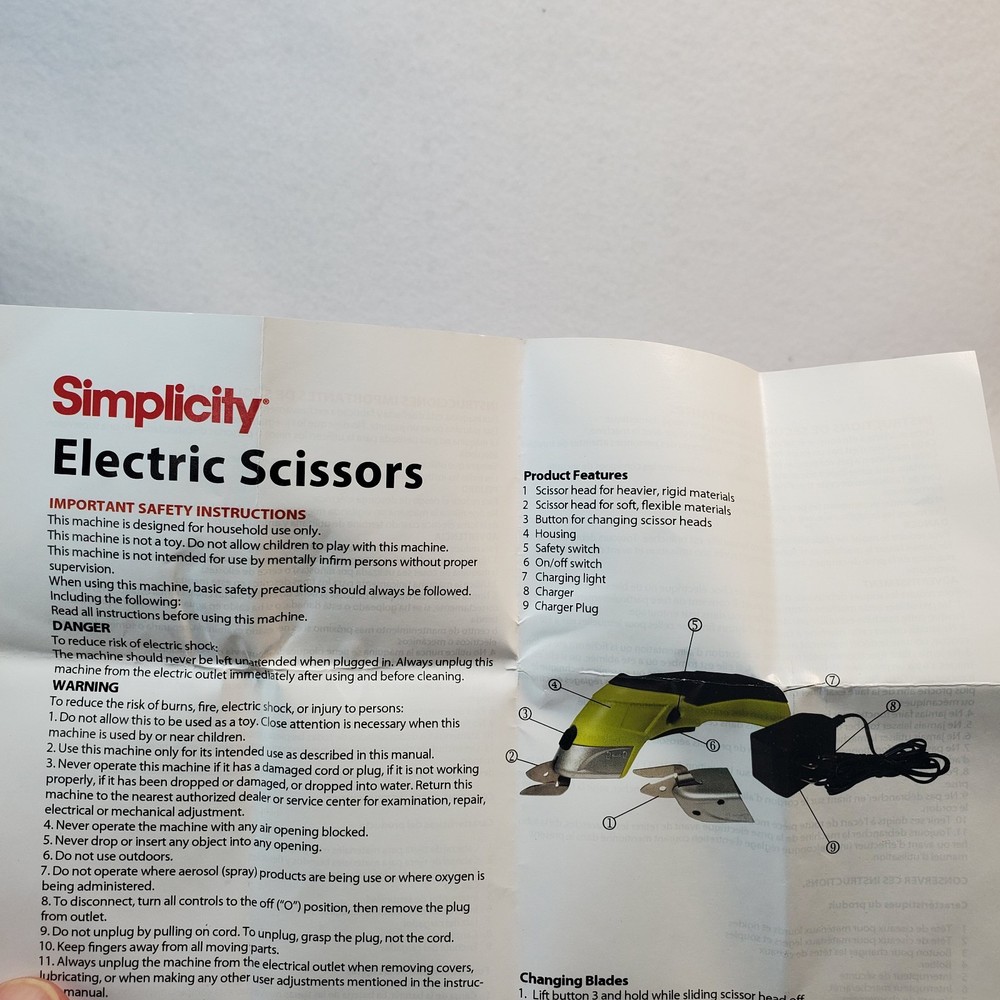 Simplicity Electric Scissors Replacement Head/Blade NEW