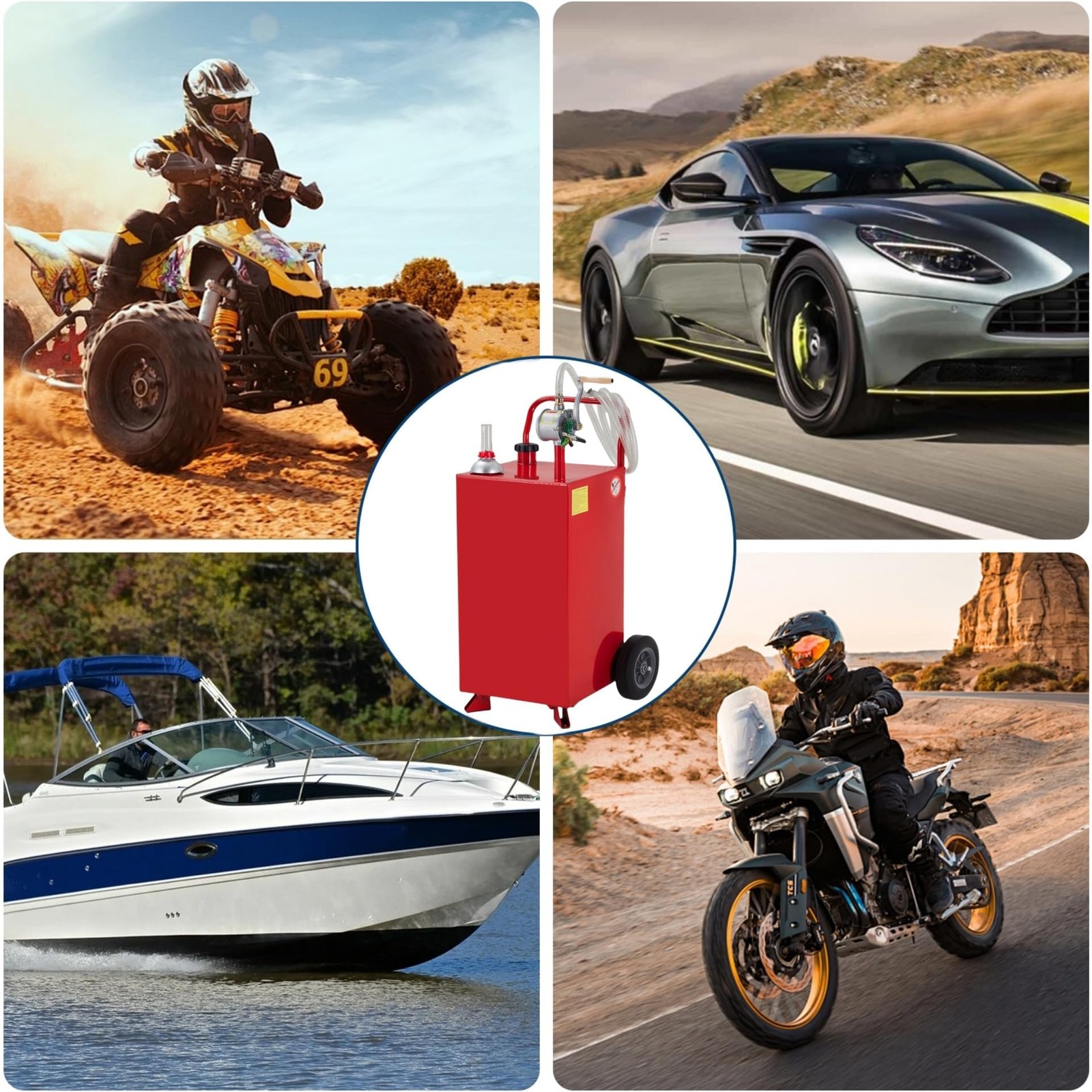 30/35/40/50 Gallon Fuel Caddy Fuel Storage Tank w/ Manual Transfer Pump & Wheels