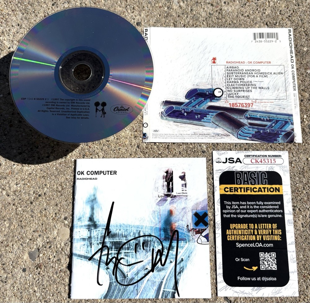 RADIOHEAD Thom Yorke SIGNED CD JSA COA Ok Computer