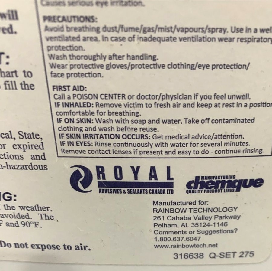 Rainbow Pole Setting Foam Back Fill System Part B 79702