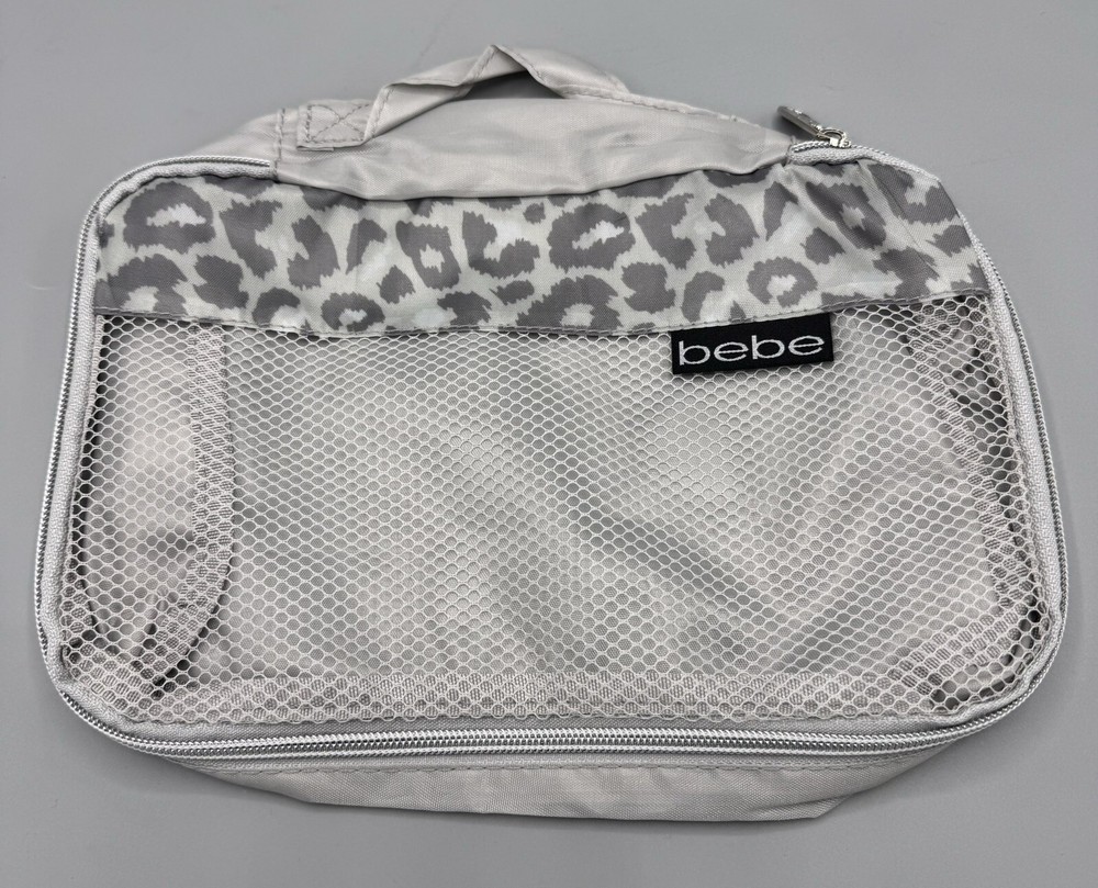 Bebe 3 Piece Packing Cube Set, Gray/Leopard Print
