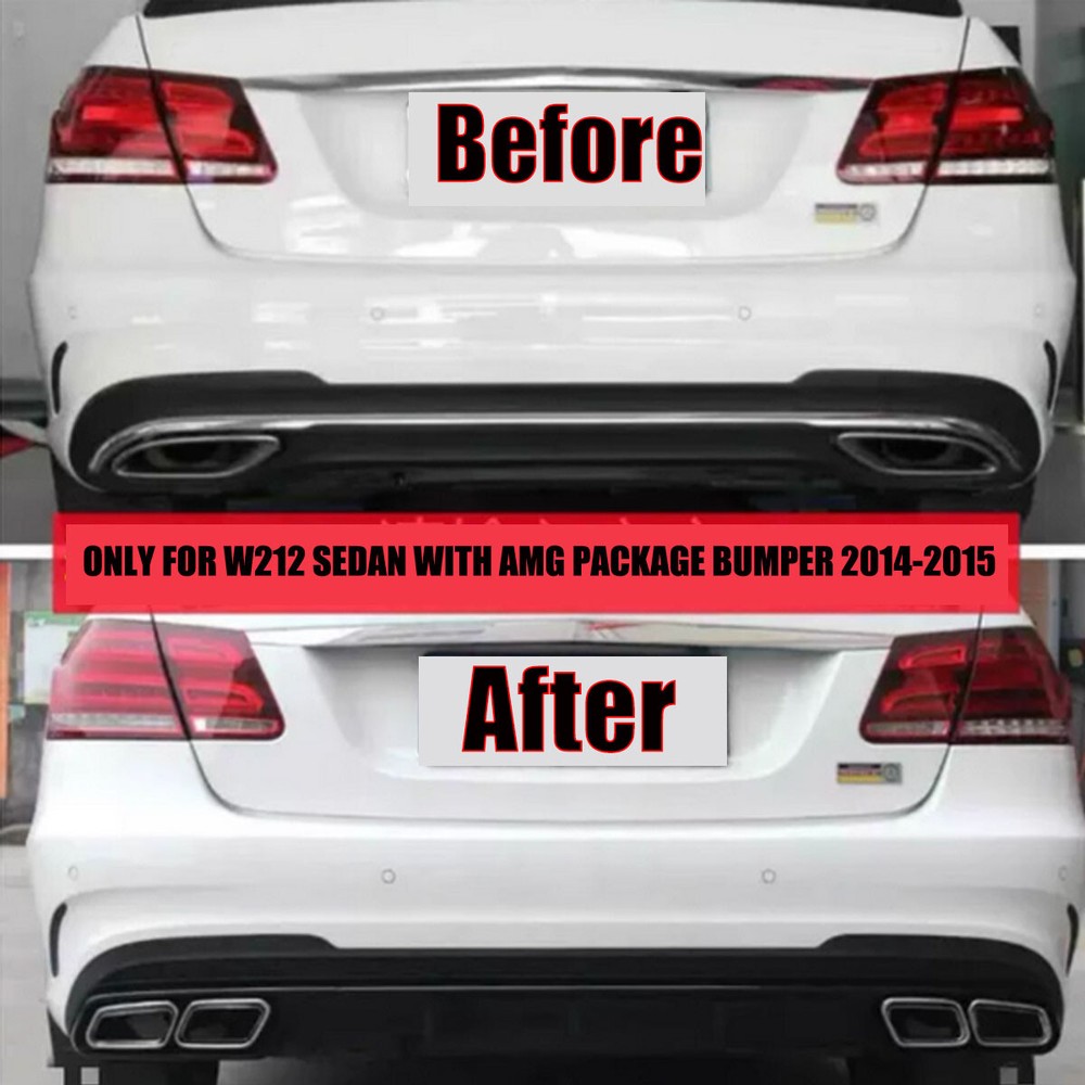 For Mercedes Benz E-Class W212 E350 2014-15 Rear Diffuser E63 Style+Exhaust Tips