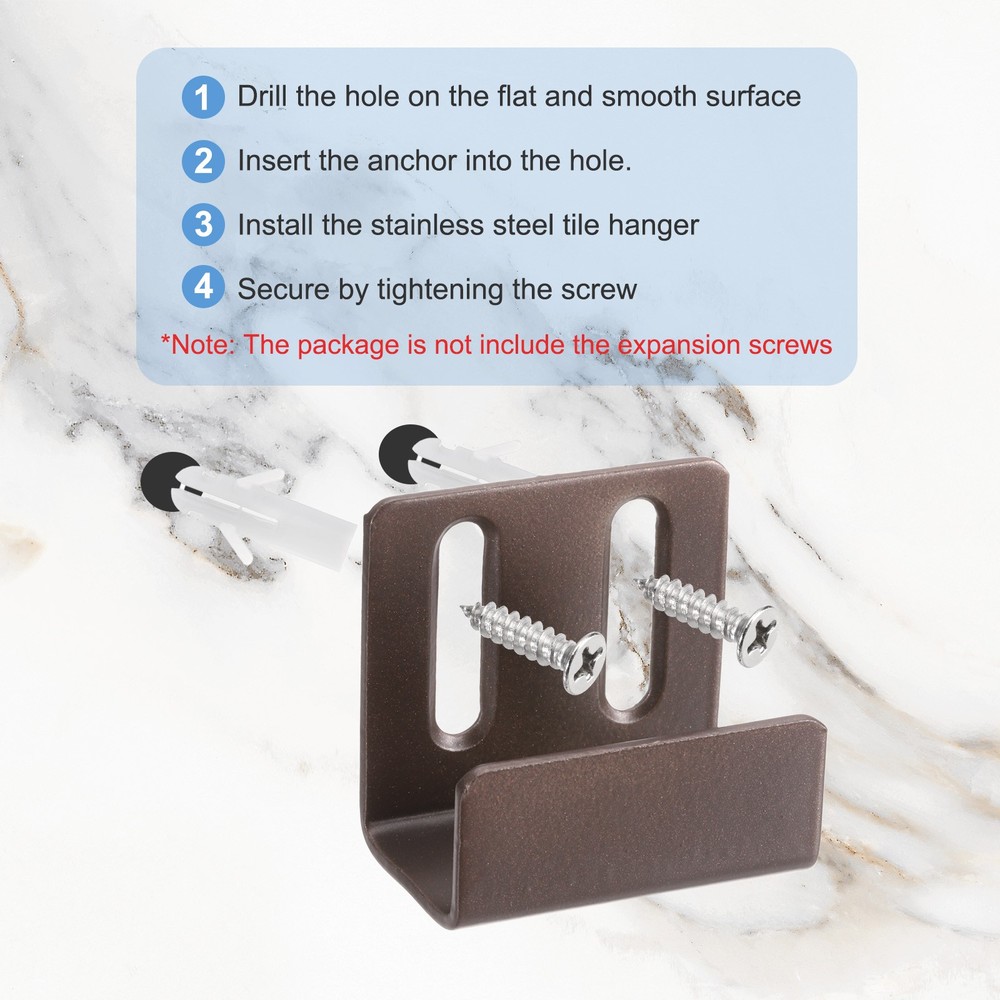 10pcs Adjustable Tile Hooks, Black, 20mm (13/16")