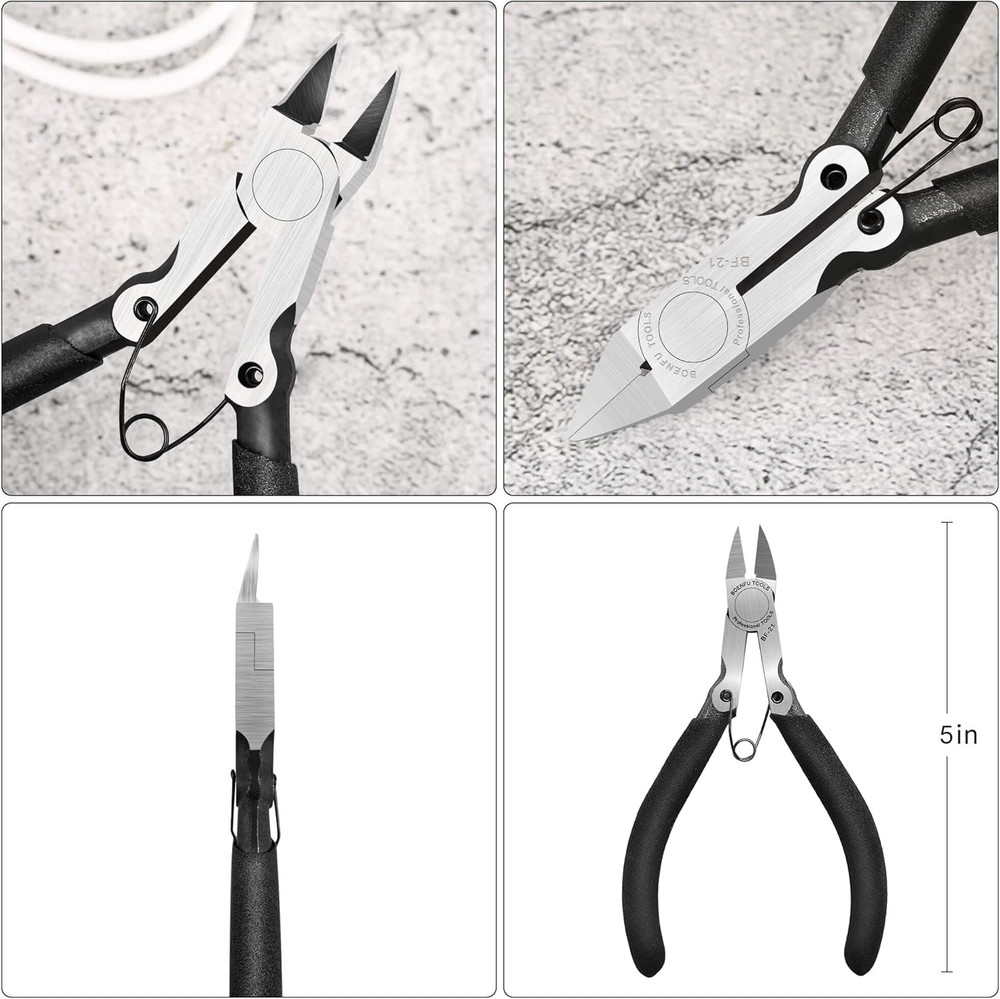 5 Inch Precision Flush Cutters Multi-Functional Wire Snips, Ideal for Model, Ele