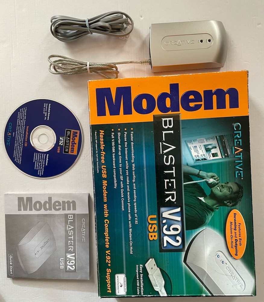 CREATIVE MODEM BLASTER V.92 USB SERIAL 756296056718 Complete with box