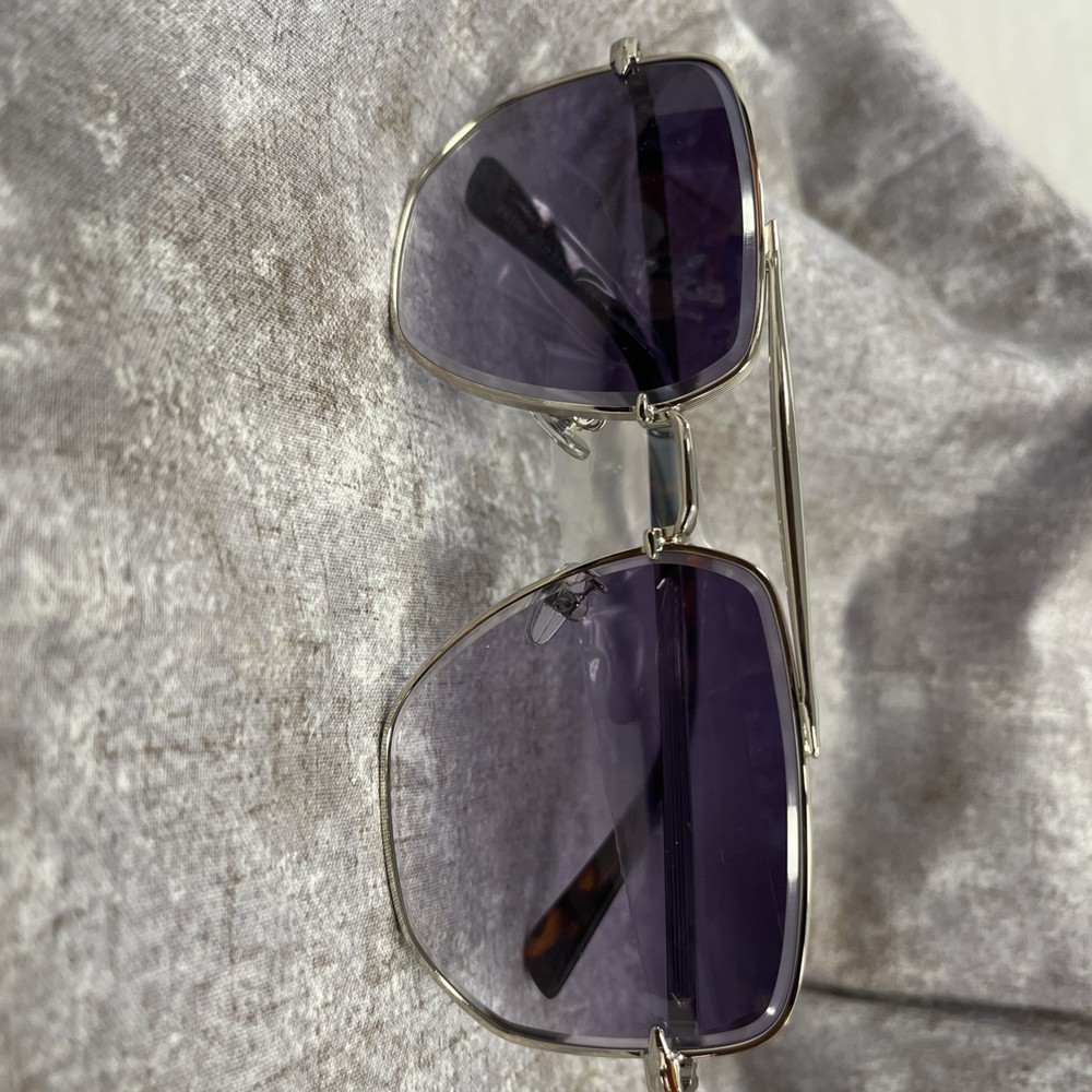 DESIGNINSPIRED Tony Stark EDITH SQUARE FRAME AVIATOR SUNGLASSES Silver Gradient