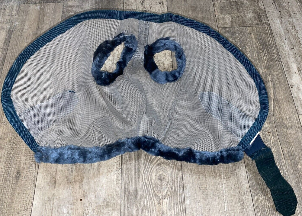 SMALL FLY MASK GRAY / BLUE FLEECE