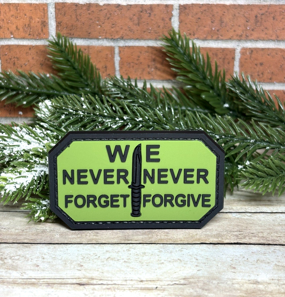 PVC Tactical Patch - We Never Forget Never Forgive Patch -   Knife Morale Patch