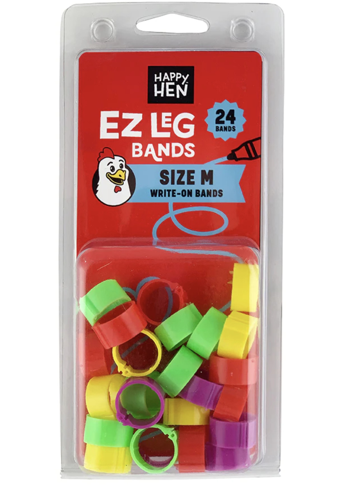 Happy Hen EZ Leg Bands, Write on Bands for Chickens, Small or Medium
