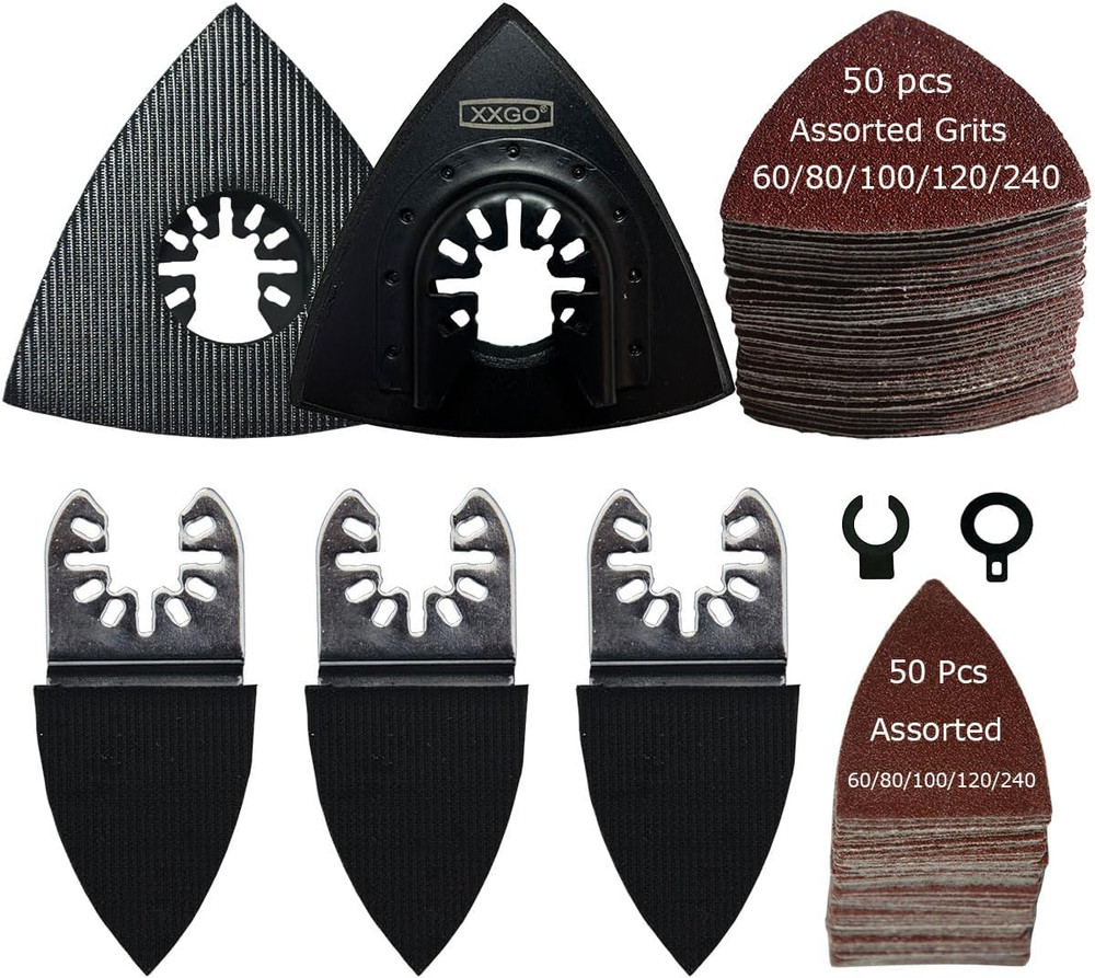 Oscillating Multi Tool Sanding Kit - 105 Pcs Including Triangle & Finger Sanding