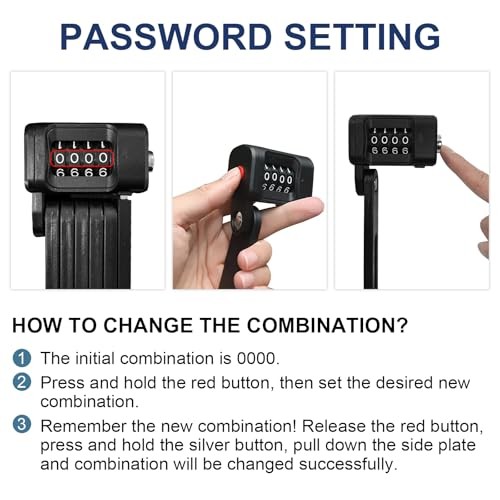 35 Inch Folding Bike Lock with Mount Bracket Kit, 4-Digit Lock with Code