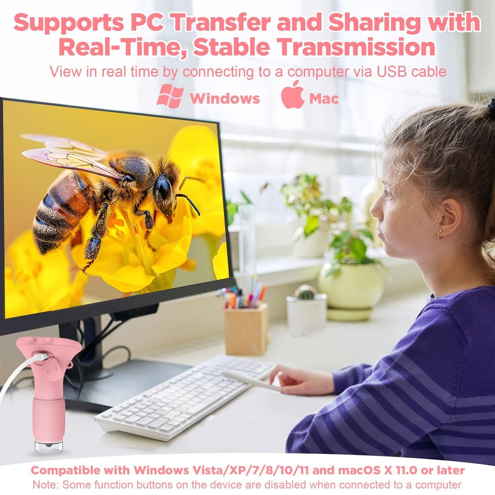Portable Digital Microscope for Kids: 1000X Handheld Kid Microscope with 2'' ...
