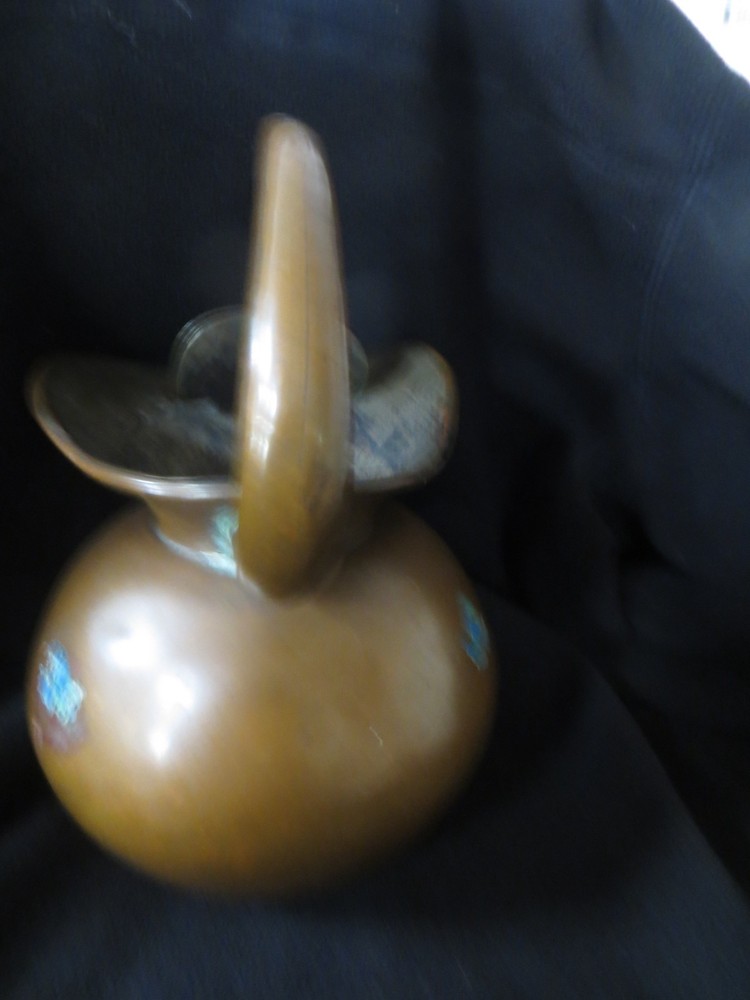 Los Castillo Copper Pitcher With Malachite Frog Decorative Inlay