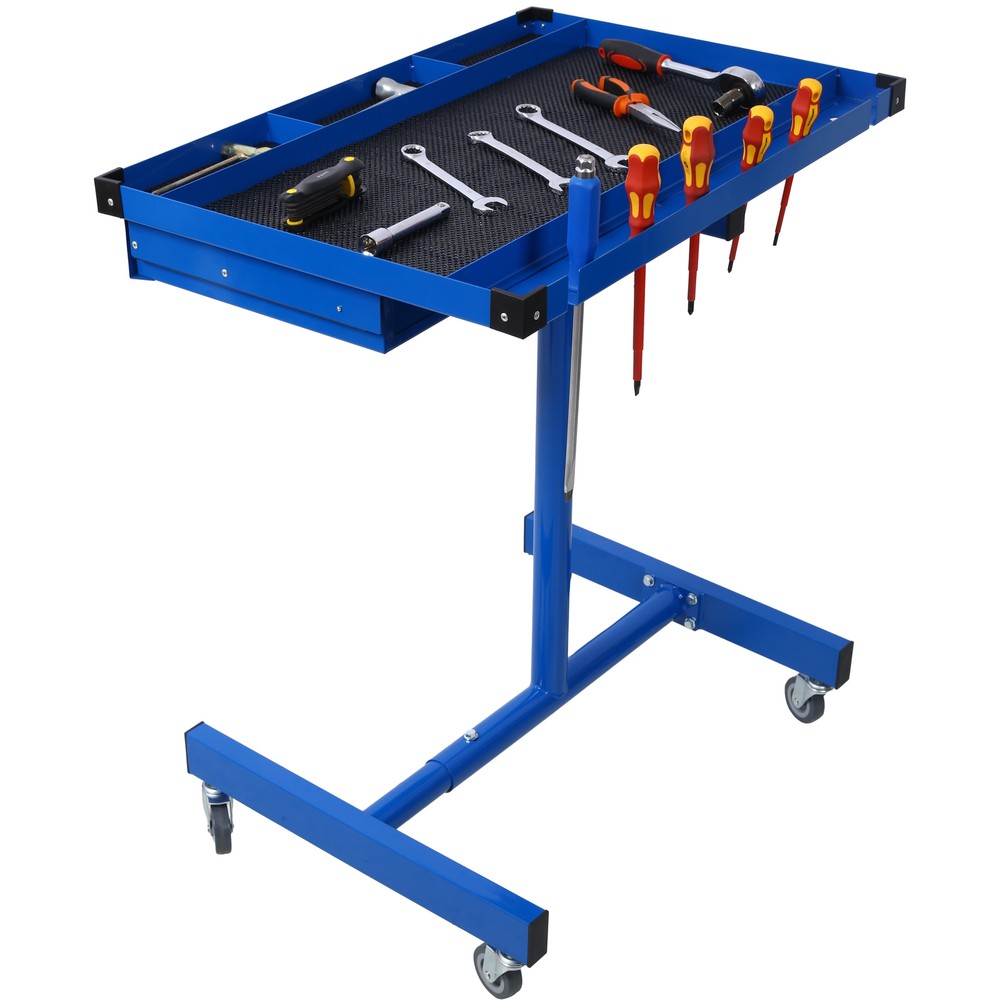 Adjustable Tear Down Work Table 220lbs Capacity Rolling Tool Table w/ Drawer
