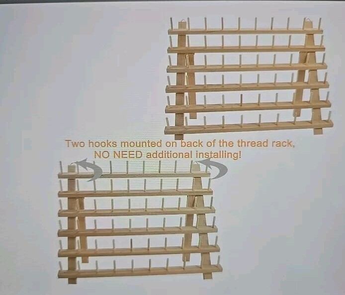 brothread 2X60 Spools Wooden Thread Rack/Thread Holder Organizer with Hanging