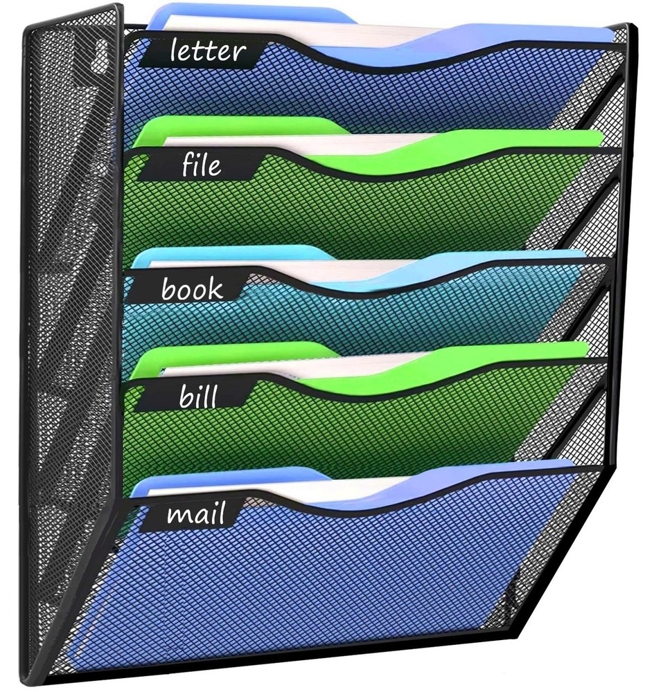 Wall File Organizer (Black, 5 Tier)
