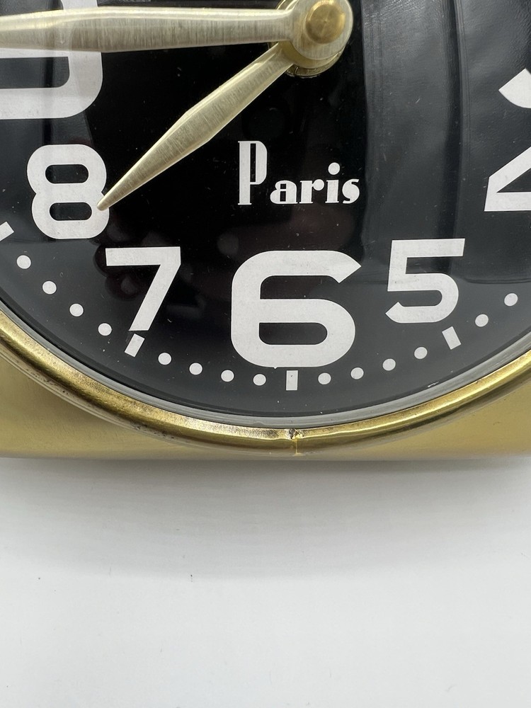 Gold Chrome Steel Square Bubble Eiffel Tower Paris Clock