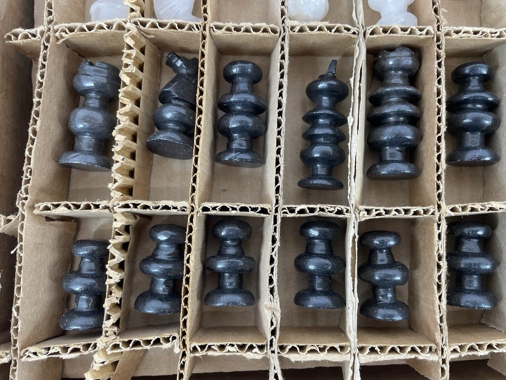 Vintage Marble & Onyx Chess Set Complete