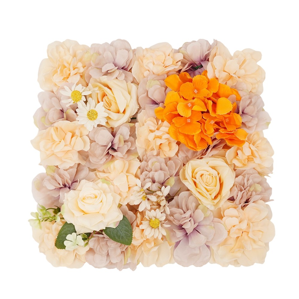 12Pcs Artificial Flower Wall Panels Square Wall-Mounted Artificial Flower Panels