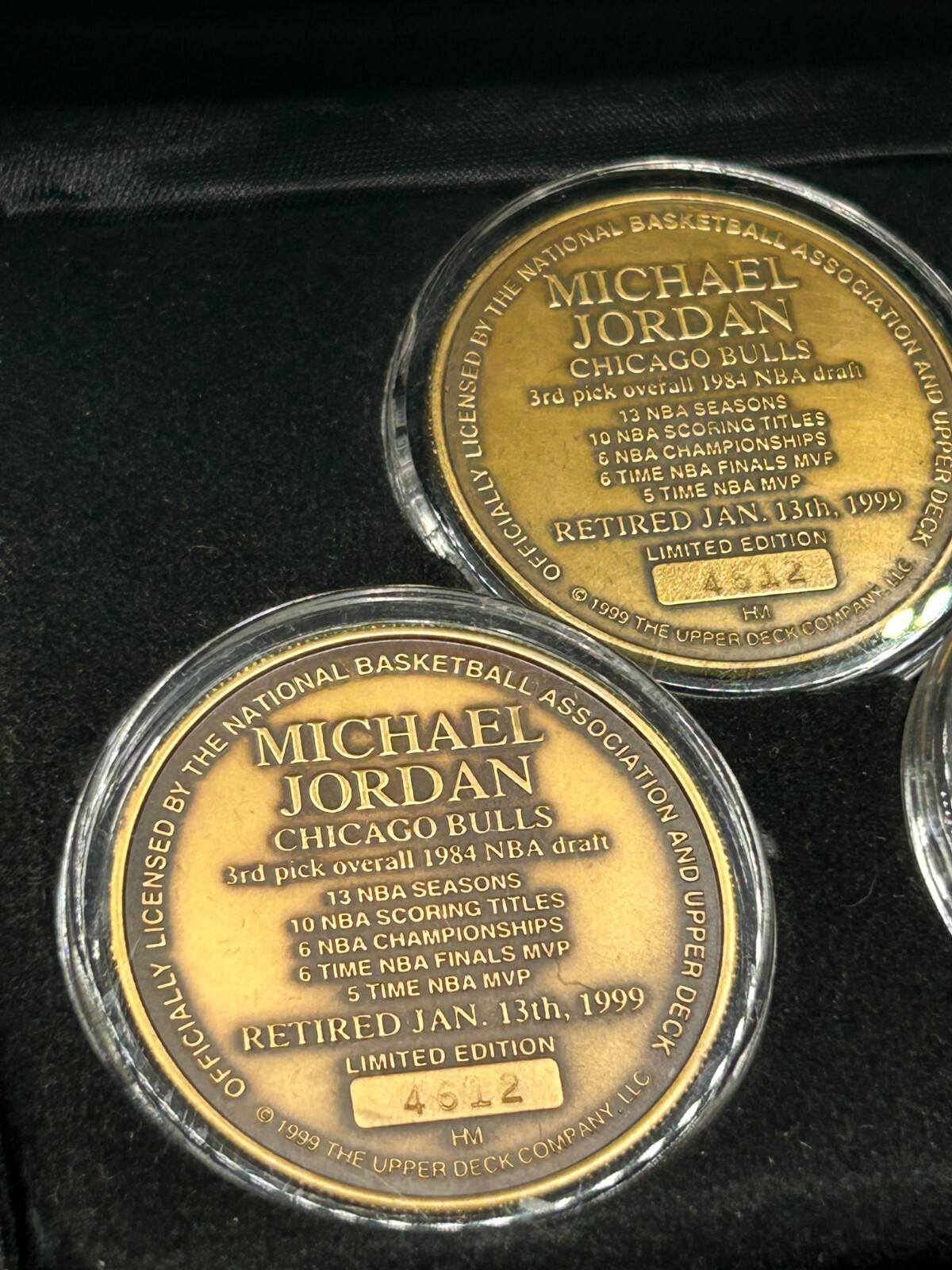 Michael Jordan 1999 Highland Mint Retired 3 Bronze Coin Set #d 4612/5000 w Bonus