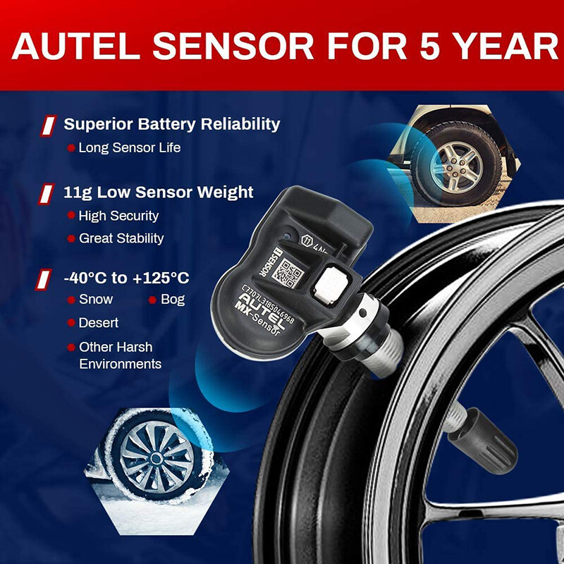 4pcs Autel TPMS MX-Sensor 315&433MHz Programmable Universal Tire Pressure Sensor