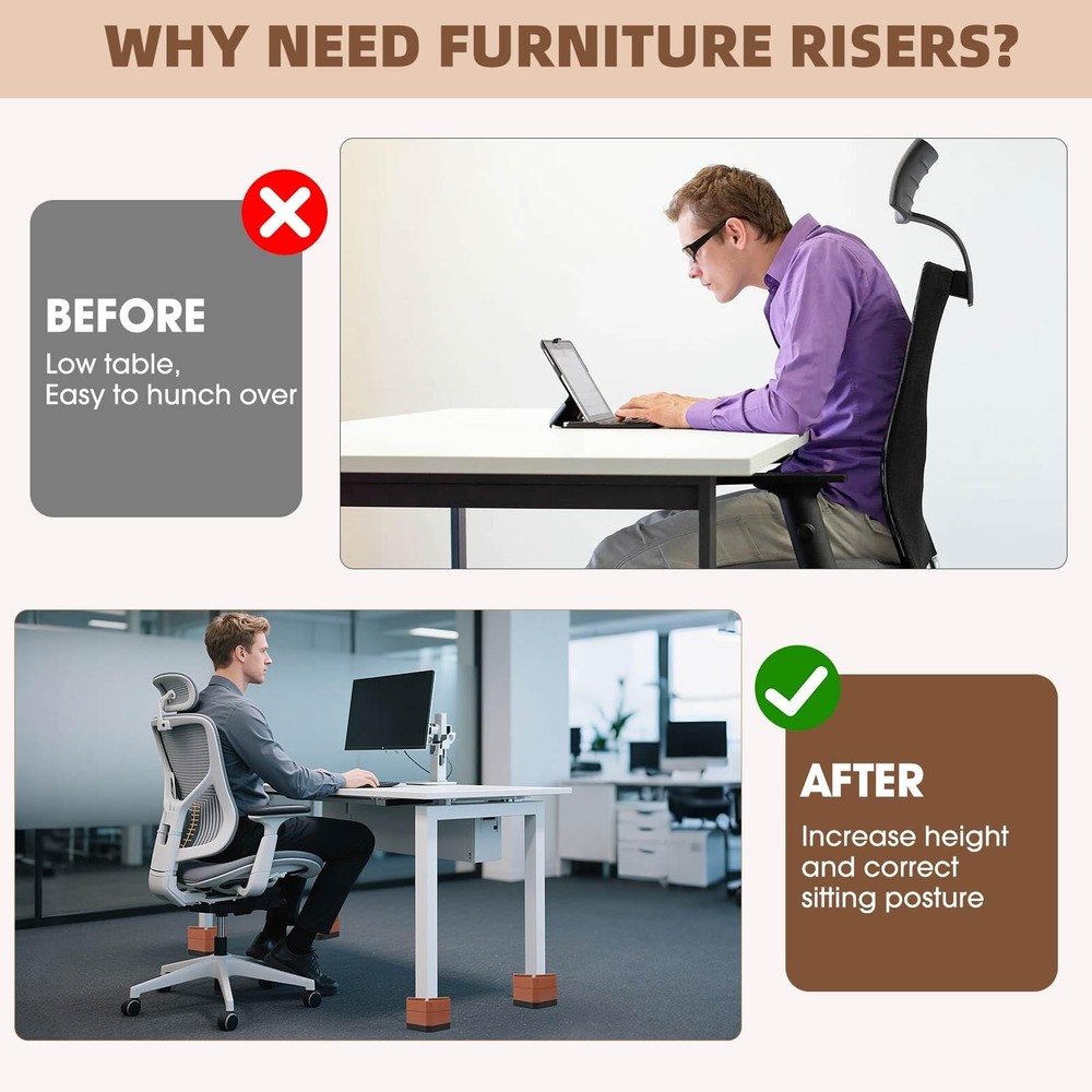 Furniture Risers Bed Risers - Rectangular Adjustable Block Riser for Raising ...