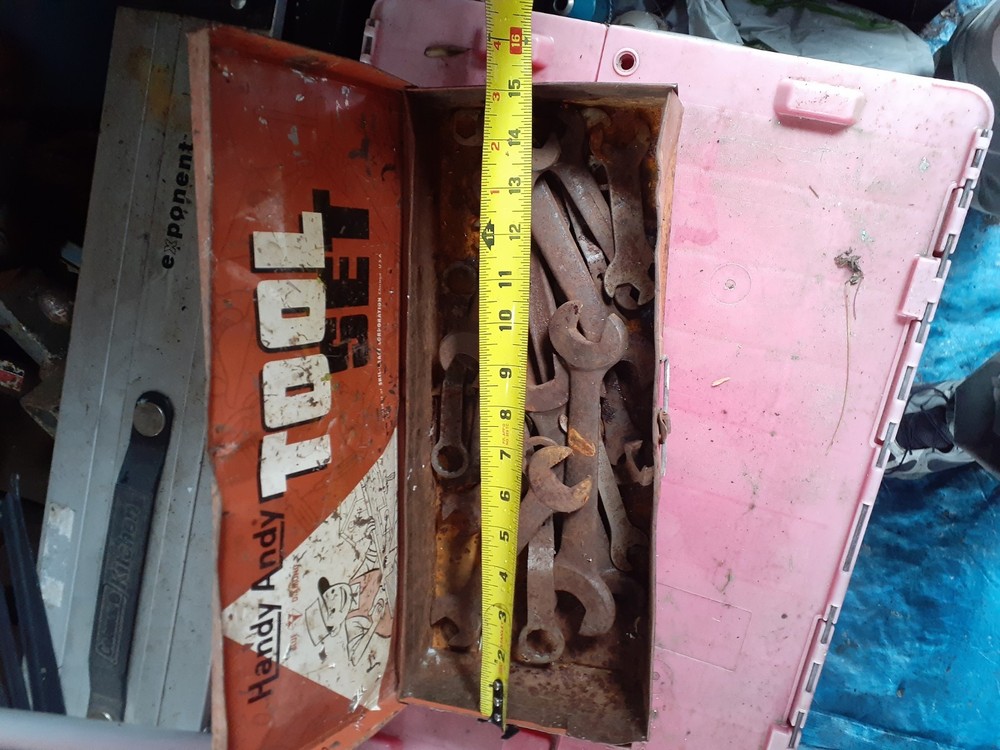 Handy Andy Tool box Tools vintage wrenches