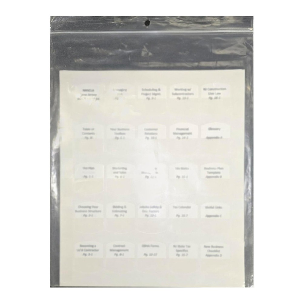 Preprinted Tabs - Residential Home Builder Study Guide