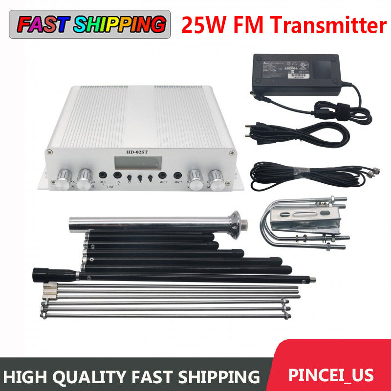 25W HD-02ST Professional FM Transmitter Stereo PLL Broadcast Radio Station pe66