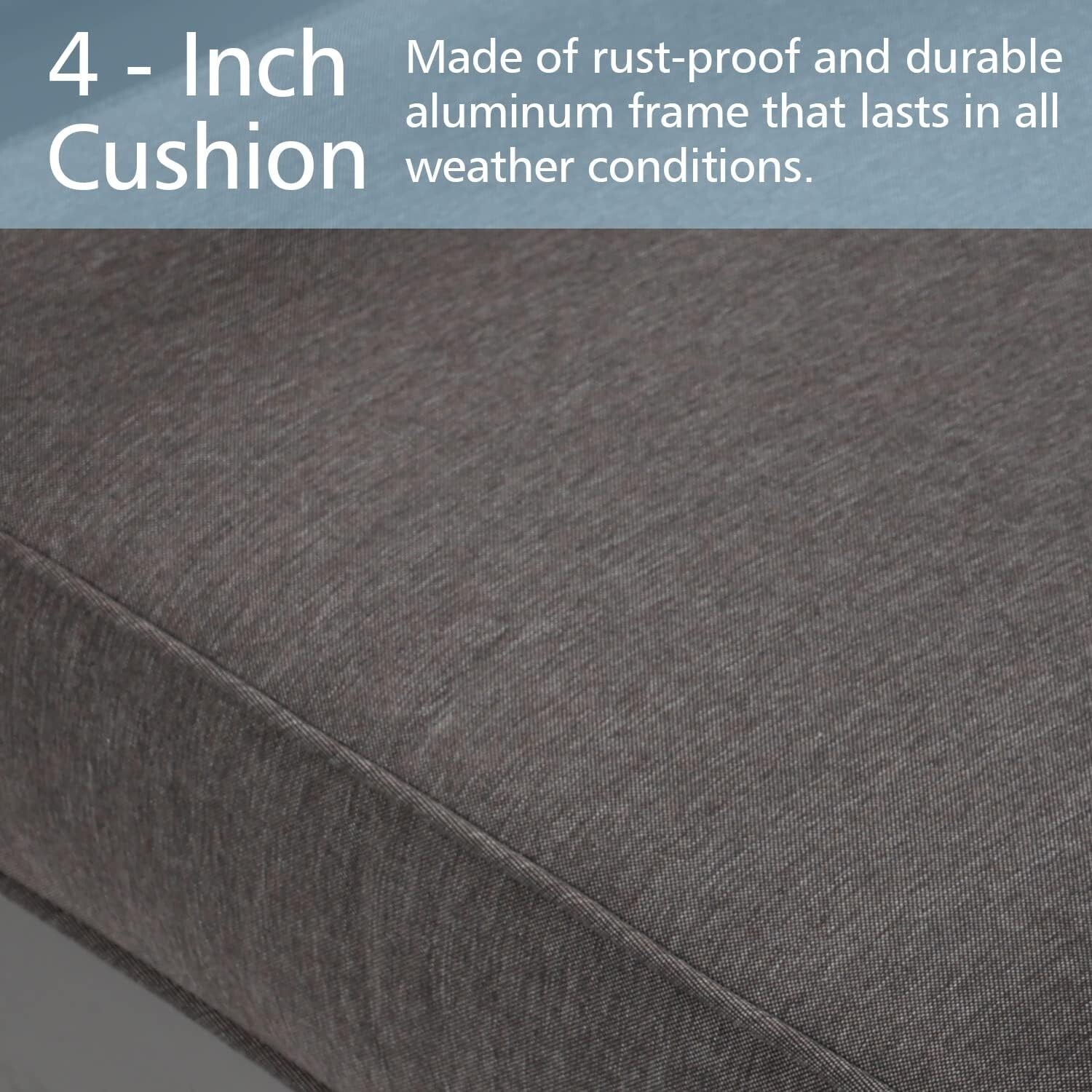 Aoodor Patio Furniture 3 Seater Aluminum Sofa Couch Deep Seat Conversation Set