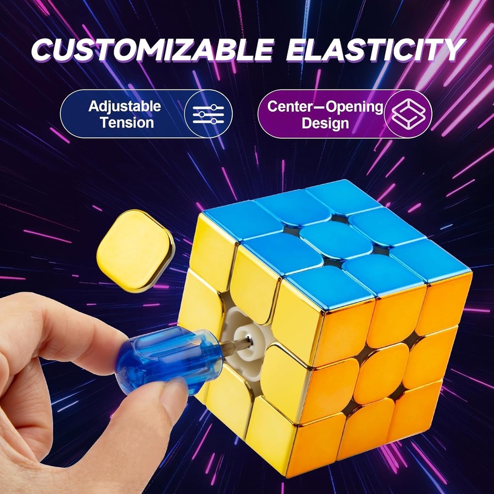 Speed Cube 3x3, Metallic Magic Cube 2025, Magnetic Reflective Mirror Cube, Stick