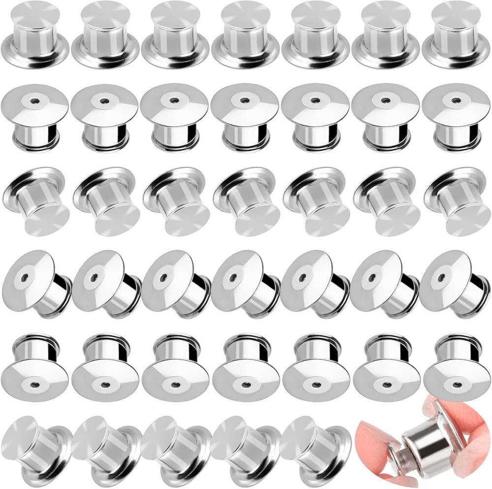 Locking Pin Backs, 40 Pcs Locking Pin Keepers Clasp with Storage Case, Sturdy...