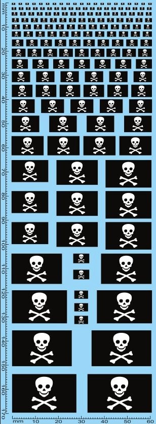 Flags Skull Wet Transfer Decal Black-White 1:32 Decals