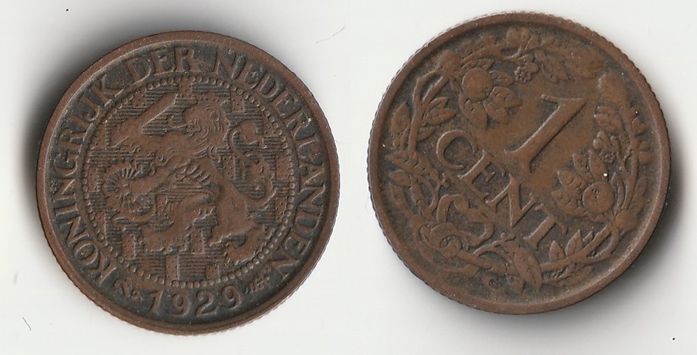 1929 Netherlands 1 cent coin