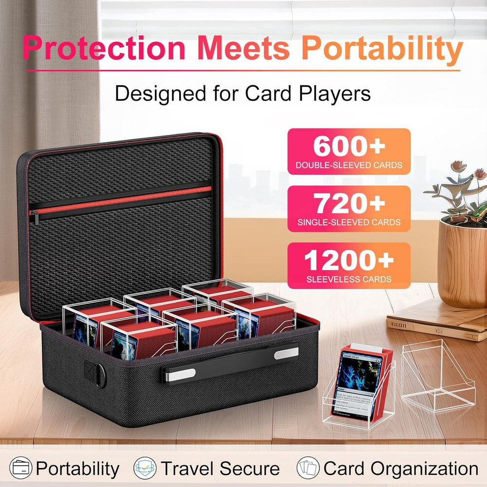 Card Deck Box with Portable Case, 6 Pack Clear Commander Deck Box with 6 Divider