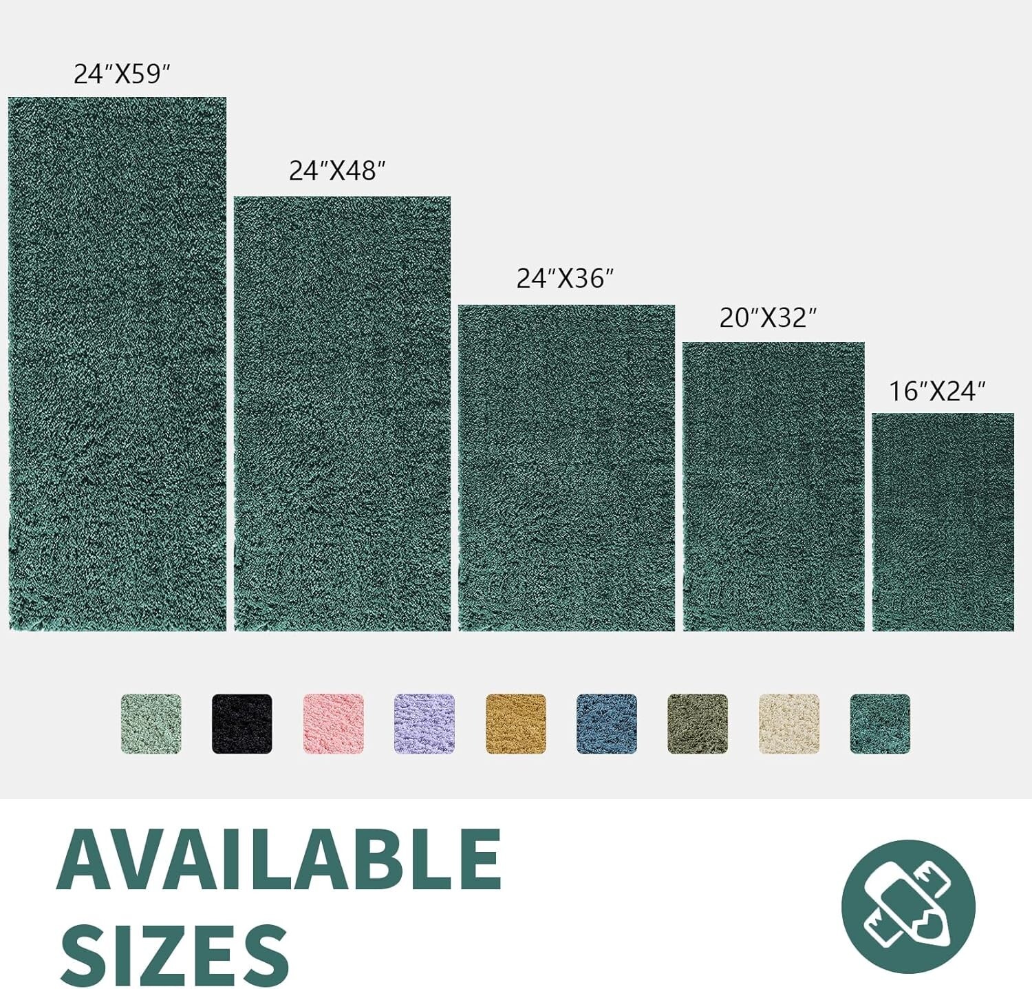 CozeCube Green Bathroom Rugs 47" x 24", Christmas Bath mats for Bathroom Non