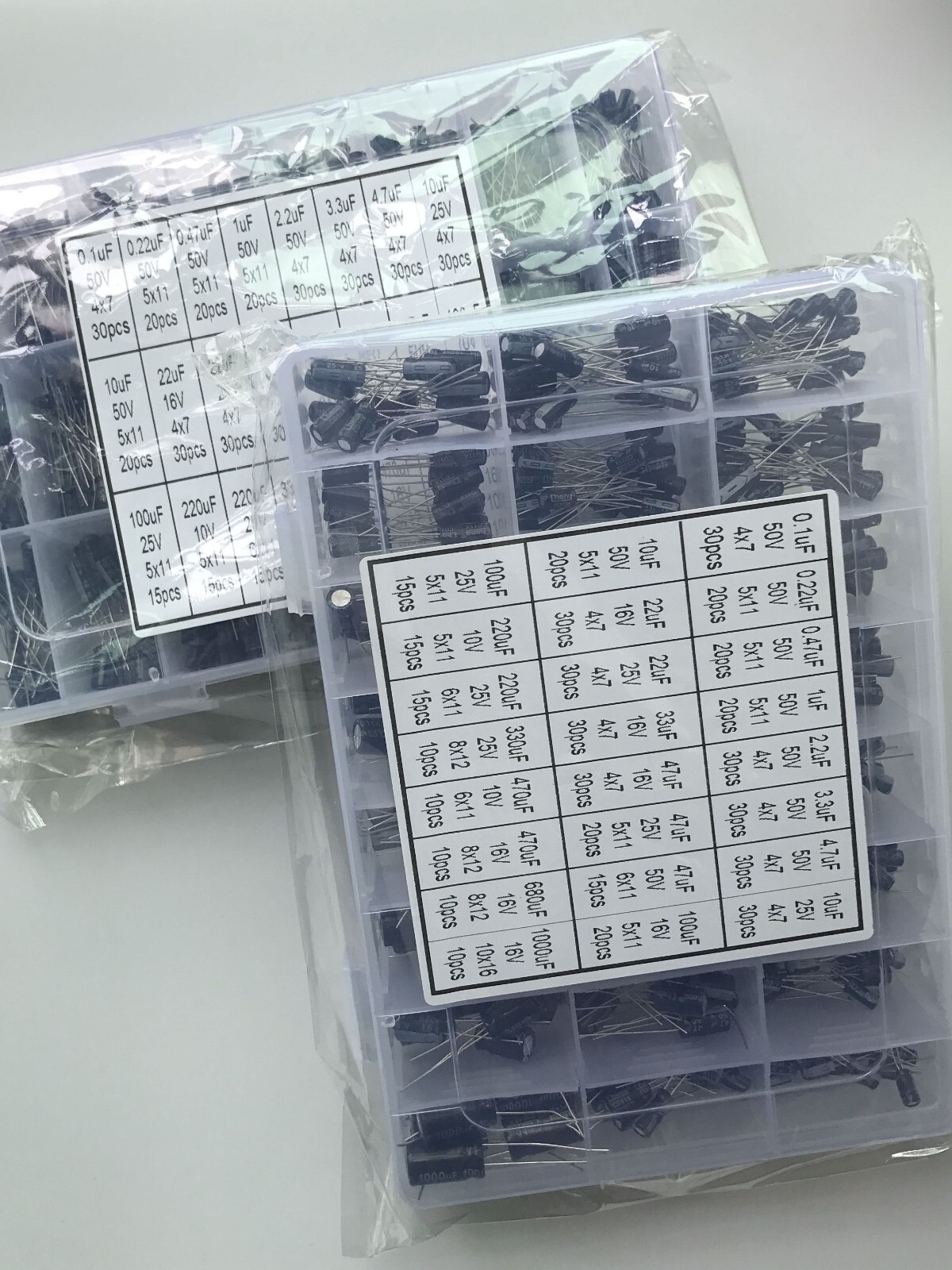 500pc Radial Electrolytic Capacitor Assortment Kit 24 Value 0.1uF-1000uF 10V-50V