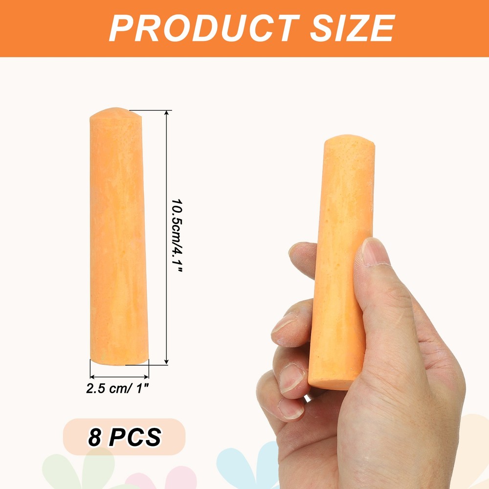8 PCS Dustless Chalk, Orange Sidewalk Chalk Large Solid Huge for Outdoor