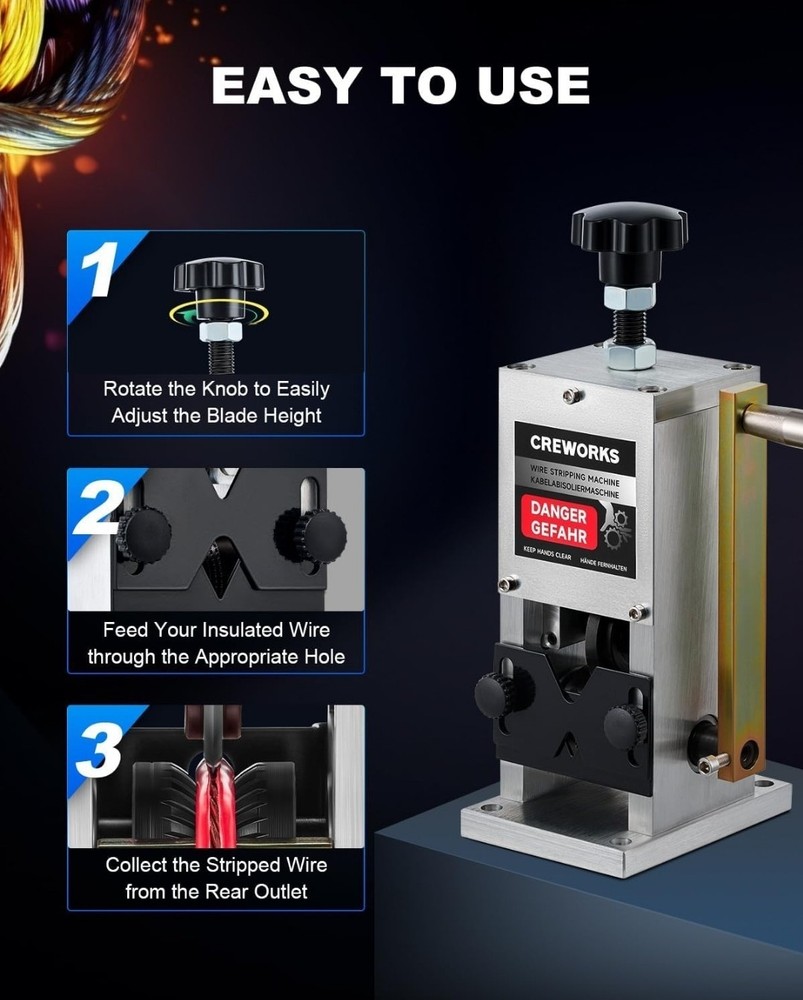 Manual Wire Stripper Machine, 0.06"-1" Wire Stripping Machine