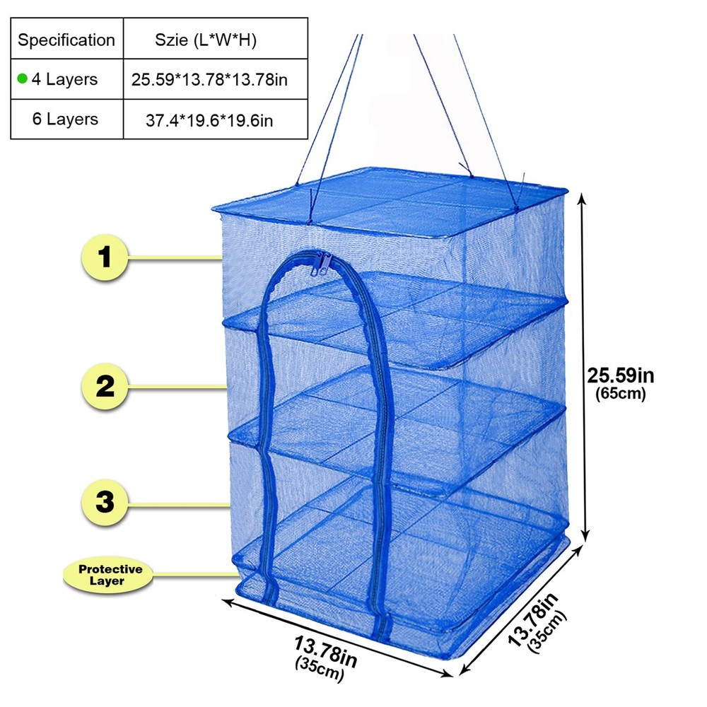 Drying Rack 4 Layers Folding Mesh, Foldable Nylon Netting, Hanging Drying Net...