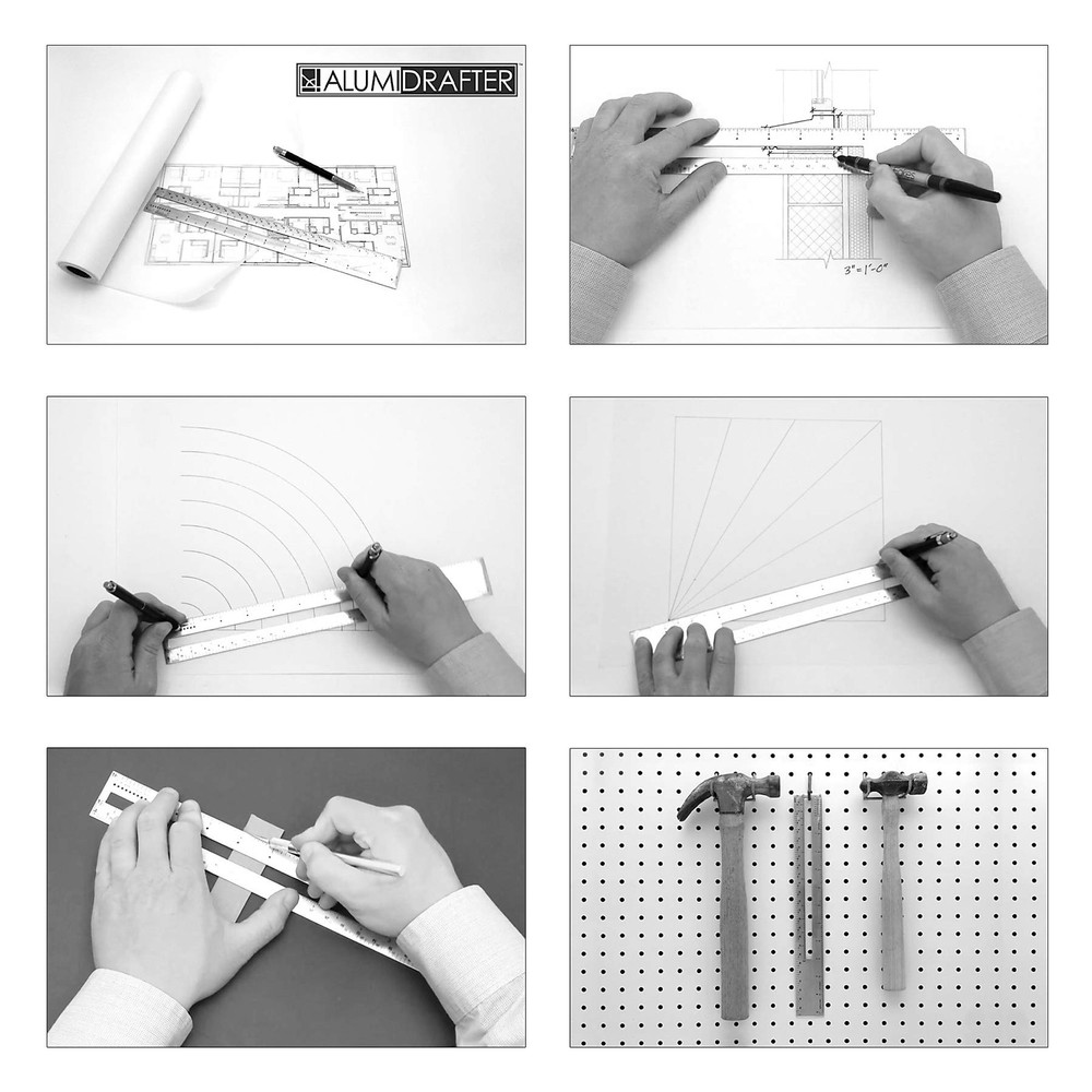AlumiDrafter Combination Solid Drafting Tool, 12IN, Silver